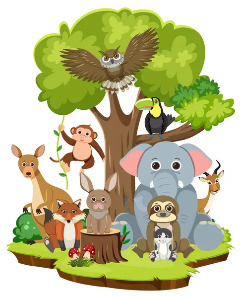 Animales Salvajes Ilustración Estilo Dibujos Animados — Vector de stock