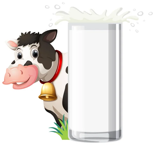 Cartoon Cow Glass Milk Illustration — Vetor de Stock