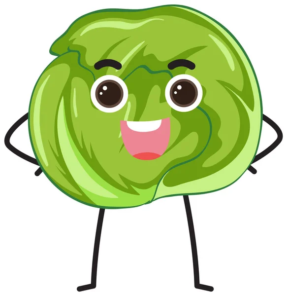 Cabbage Cartoon Character Illustration — Wektor stockowy