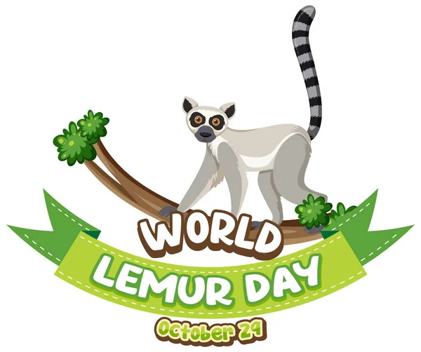 World Lemur Day Poster Design Illustration — Image vectorielle