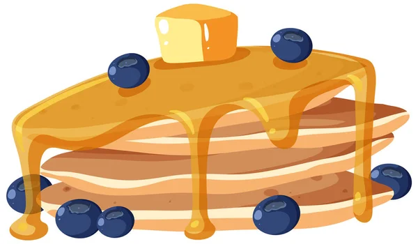 Blueberry Pancake Melted Butter Illustration — Vector de stock