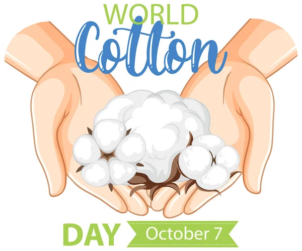 World Cotton Day Banner Illustration — Stock Vector