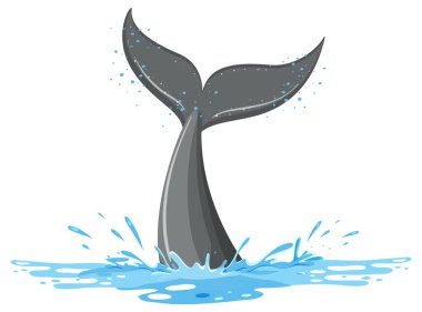 A tail of a whale in the water illustration