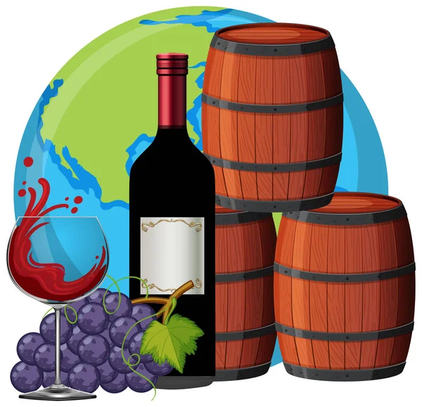 Drinking Red Wine Concept Vector Illustration — Vettoriale Stock