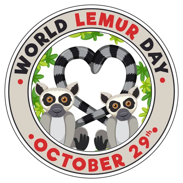 World Lemur Day Banner Design Illustration — Image vectorielle