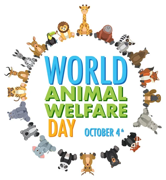 World Animal Welfare Day Concept Vector Illustration — Archivo Imágenes Vectoriales