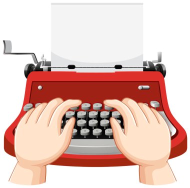 Hand typing on typewriter  illustration