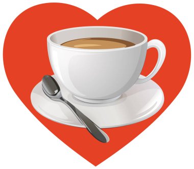 Coffee cup with heart background illustration