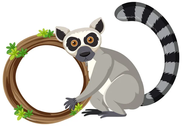 Lemur Blank Frame Illustration — 스톡 벡터