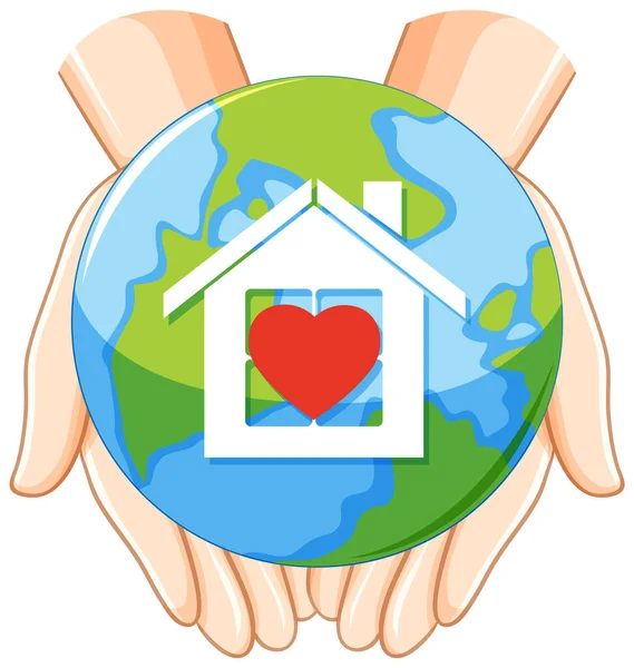House Icon Earth Isolated Illustration — 图库矢量图片