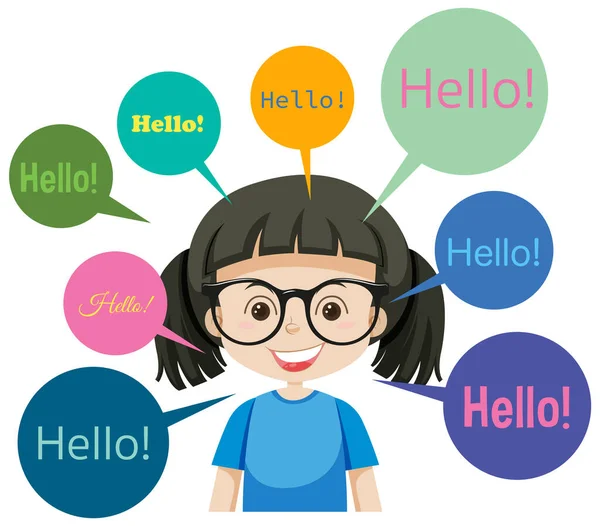 Hello Speech Bubbles Cartoon Character Illustration - Stok Vektor