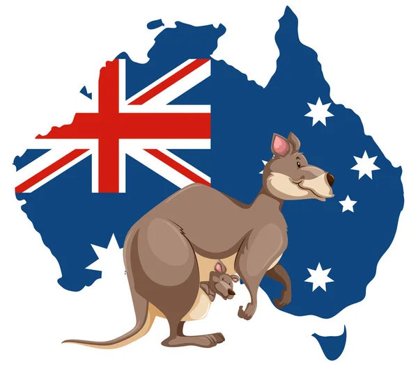 Kangaroo Australian Animal Cartoon Illustration — ストックベクタ