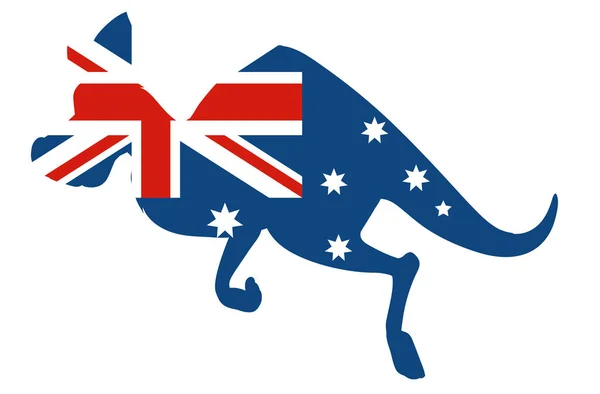 Australian Flag Shape Kangaroo Illustration — ストックベクタ