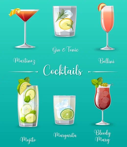 Cocktail Menu Poster Design Ilustração —  Vetores de Stock