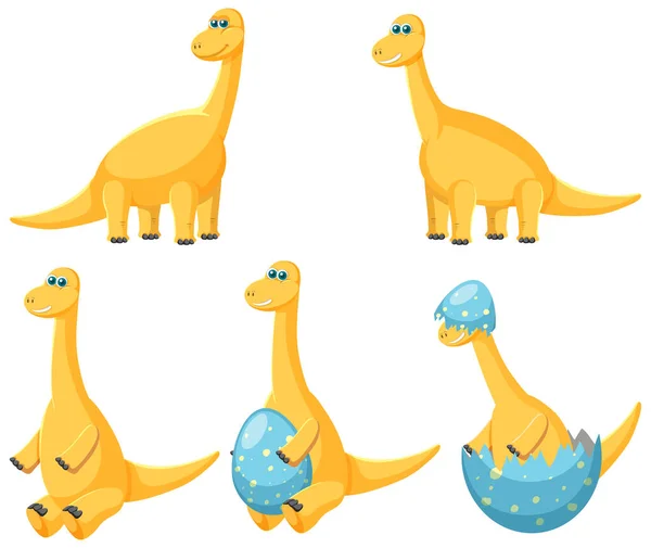 Різні Милі Ілюстрації Персонажів Мультфільмів Про Апатозаврів — стоковий вектор