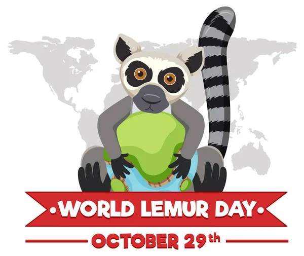 World Lemur Day Banner Design Illustration — Image vectorielle