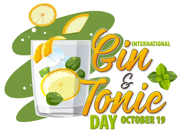 International Gin Tonic Day Banner Design Illustration — Stok Vektör