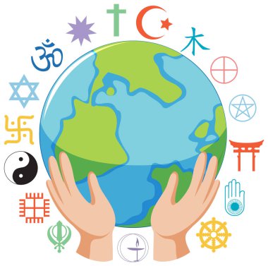 World religion symbols concept illustration