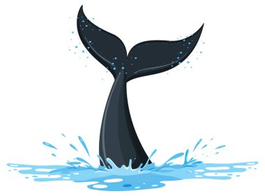 Tail of whale in the water illustration