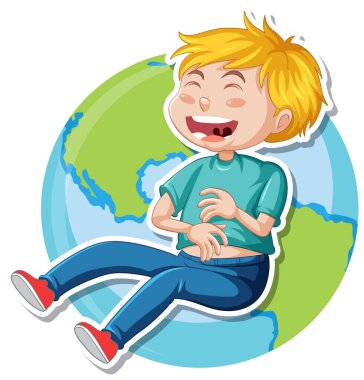 A boy laughing cartoon character illustration