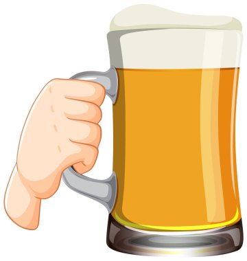 El ele tutuşan bira bardağı çizimi