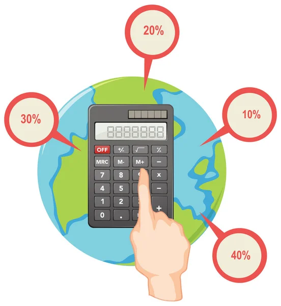 Hand Using Calculator Icon Illustration — Vector de stock