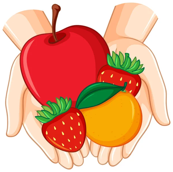 Different Fruits Hands Illustration — 图库矢量图片