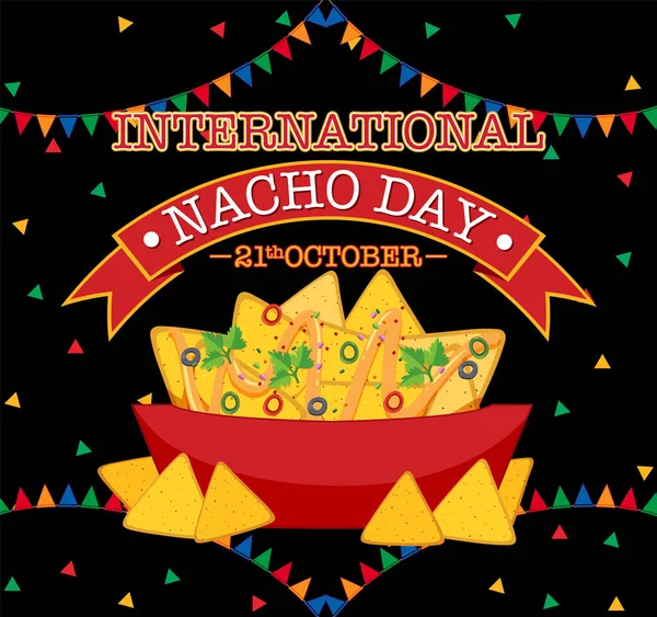 International Nacho Day Poster Design Illustration — Stock vektor