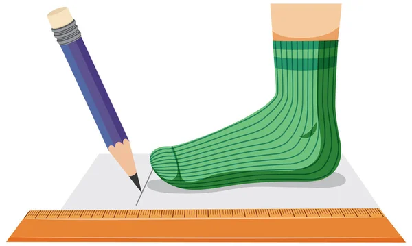 Measuring Foot Size Vector Illustration — Stock Vector