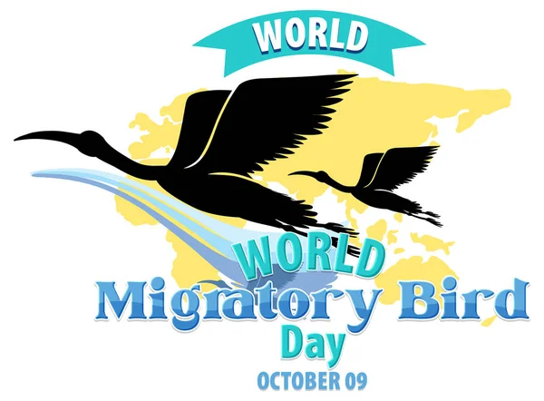 Παγκόσμια Ημέρα Μεταναστευτικών Πουλιών Banner Σχεδιασμός Εικονογράφηση — Διανυσματικό Αρχείο