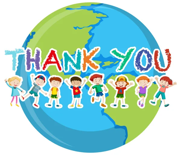 Children Thank You Word Illustration — Vettoriale Stock