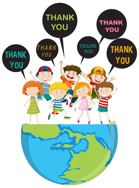 Children Thank You Speech Bubbles Illustration — Vettoriale Stock