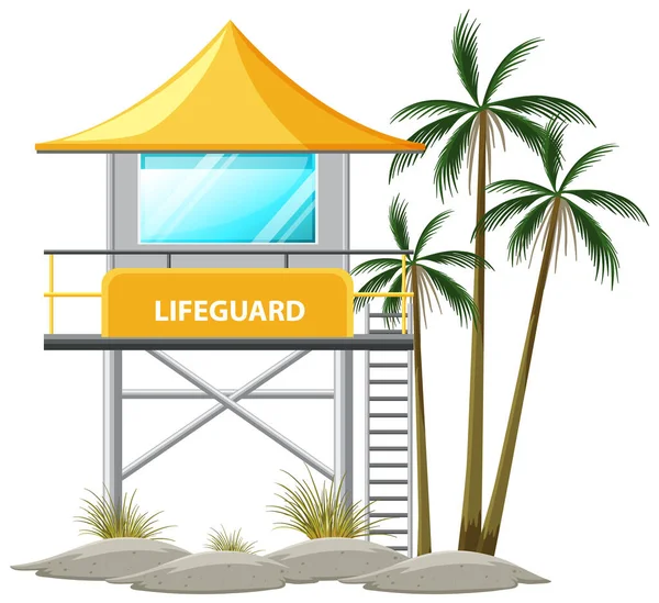 Иллюстрация Lifeguard Tower Cartoon Style — стоковый вектор