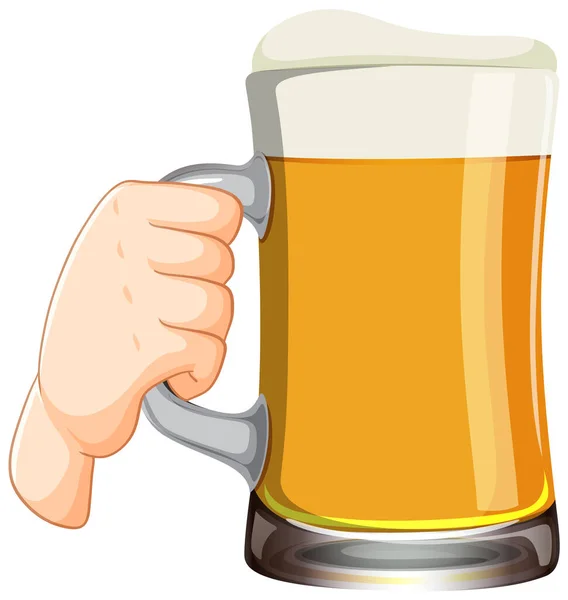 Hand Holding Beer Glass Illustration — Vettoriale Stock