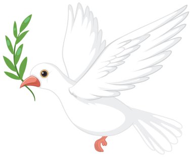 White dove carrying leaf illustration