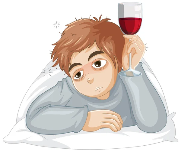 Alcoholic Man Wine Glass Illustration — 스톡 벡터