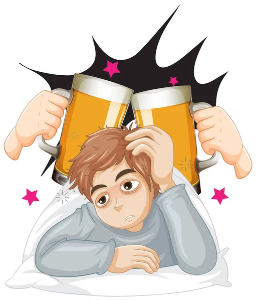 Alcoholic Man Cartoon Character Illustration — Vettoriale Stock