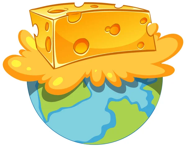 Cheese Melting Earth Symbol Illustration — Stock Vector
