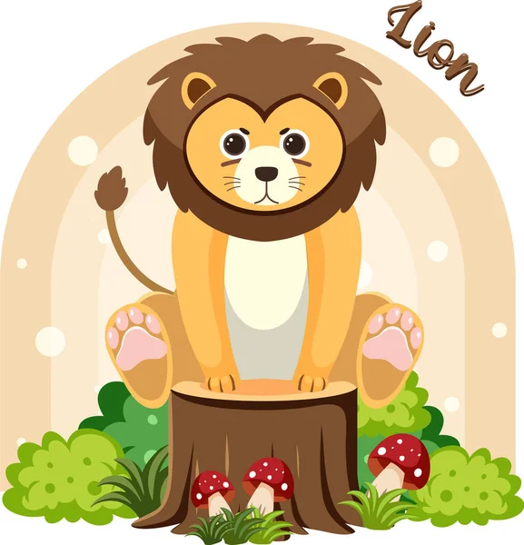 Cute Lion Cartoon Flat Style Illustration — Stock vektor
