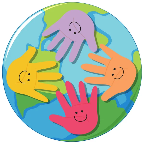 Human Hands Symbol Earth Planet Illustration — Vector de stock