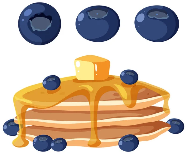 Blueberry Pancake Melted Butter Illustration — Stock Vector