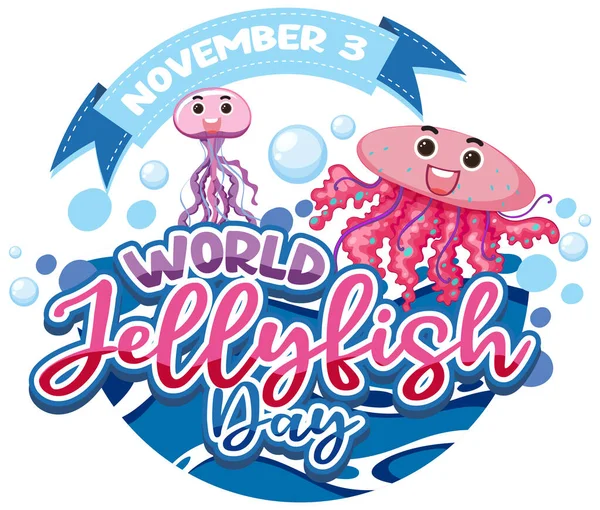 Cute Jellyfish Logo Concept Illustration — Stock Vector