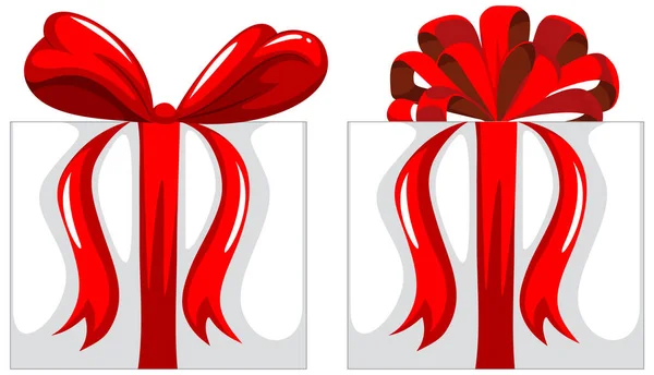 Gift Box Red Ribbon Illustration — Stockvektor