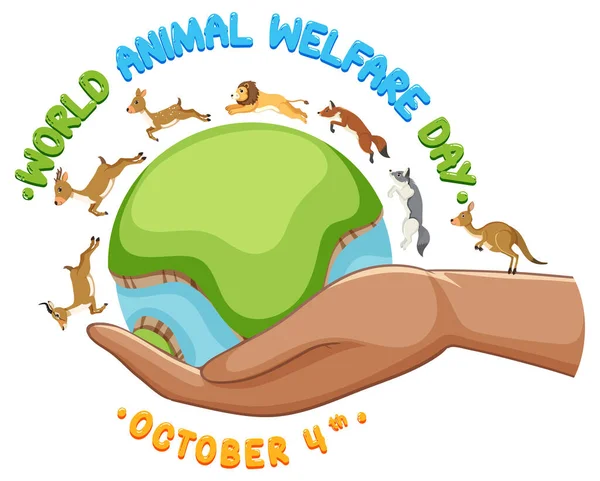 World Animal Welfare Day Concept Vector Illustration — Stock Vector