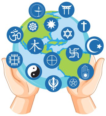 World religion symbols concept illustration