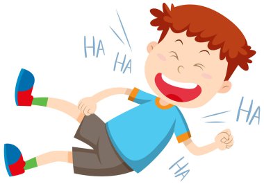 A boy laughing cartoon character illustration