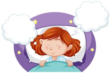 Cute girl sleeping clipart illustration