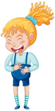 A girl laughing cartoon character illustration