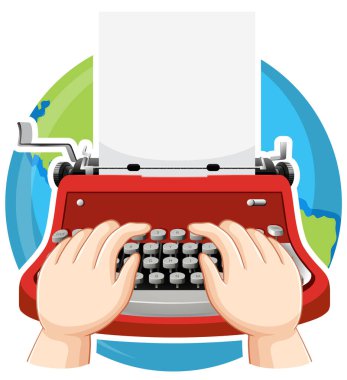 Hand typing on typewriter  illustration