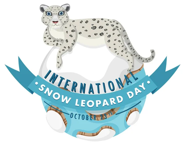 International Snow Leopard Day Banner Design Illustration — ストックベクタ
